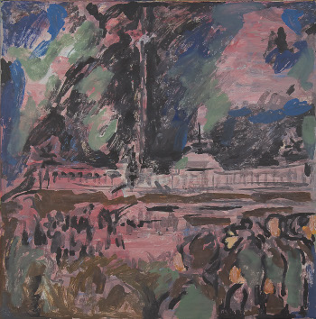 Celebration day on Poklonnaya Hill. Oil on canvas, 55 x 55 cm (21.7 x 21.7 inches). 2020