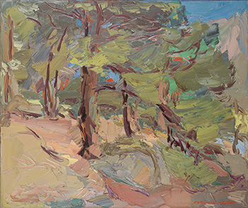 A big pine tree in the Barbizon forest. Oil on canvas, H 50 x W 60 cm (H 19.7 x W 23.6 inches). 2001