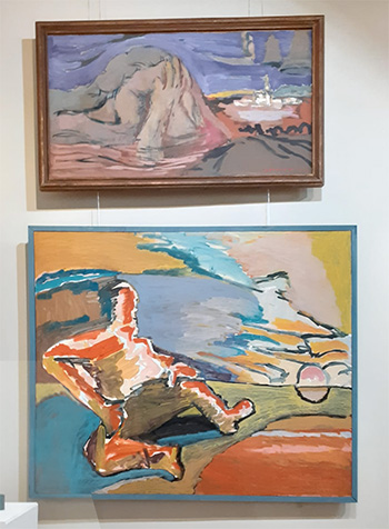 2 tableaux de Nikolaï Kouzmine à Starosadsky : En haut : La Patrie. En bas : Le coucher du soleil. Huiles sur toile, 2024. En haut : H 53 х L 100 cm, En bas : H 100 х L 120 cm.