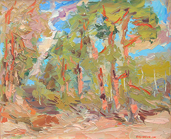 La forêt à Barbizon. Huile sur toile, H 50 x L 60 cm. 2001