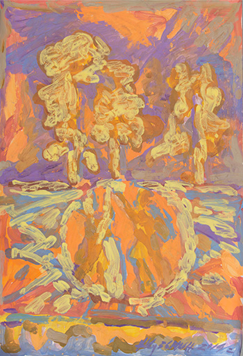 На Муромской дорожке. Бумага, темпера, гуашь, в. 107 x ш. 80 см. 2014г.